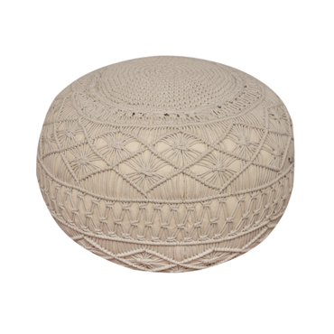 Πουφ Σκαμπό Μακραμέ Χρώματος Μπεζ